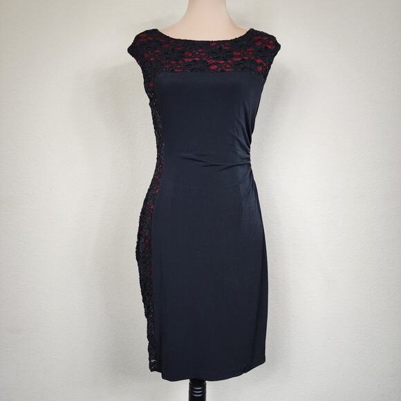 Red & Black Lace Bodycon Dress - Picture 3 of 10